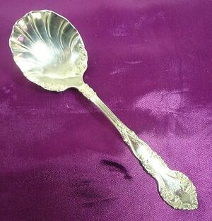Rogers & Bro A1 NEW CENTURY Pattern Silverplate Sugar Spoon 1898 Momogram CN